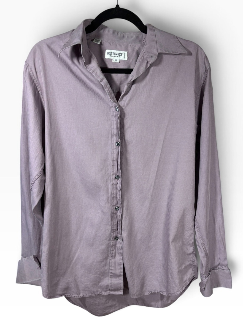 Vintage Holt Renfrew Classics 100% Cotton Button Down Shirt Dusty Lavender Sz 10